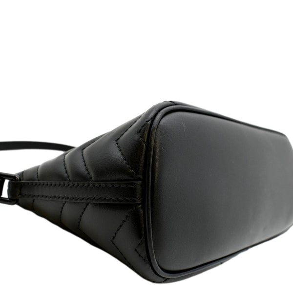 GUCCI GG Marmont Matelasse Chevron Leather Shoulder Bag Black 739166