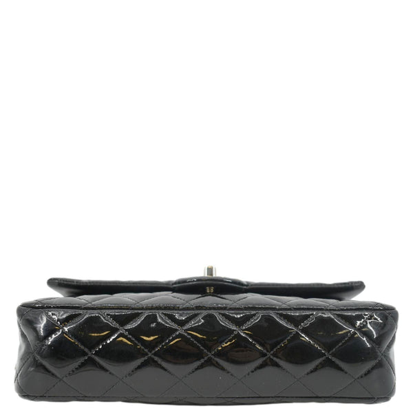 CHANEL Classic Medium Double Flap Patent Leather Shoulder Bag Black