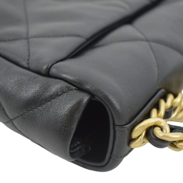 CHANEL 19 Small Flap Quilted Lambskin Leather Shoulder Bag Black
