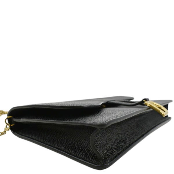 CHRISTIAN DIOR Long Saddle Leather Crossbody Chain Wallet Black