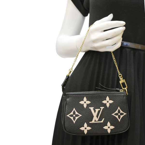 LOUIS VUITTON Mini Pochette Bicolor Monogram Empreinte Accessoires Pouch Black