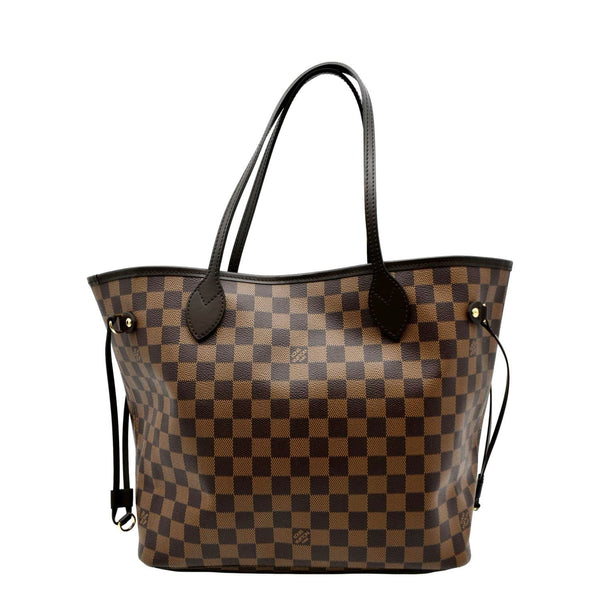 LOUIS VUITTON Neverfull MM Damier Ebene Tote Bag Brown