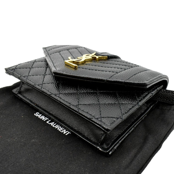 YVES SAINT LAURENT Gaby Small Envelope Quilted Leather Wallet Black