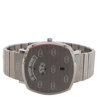 GUCCI Grip 1573 GG Engraved Quartz Silver Dial Stainless Steel Watch 35MM