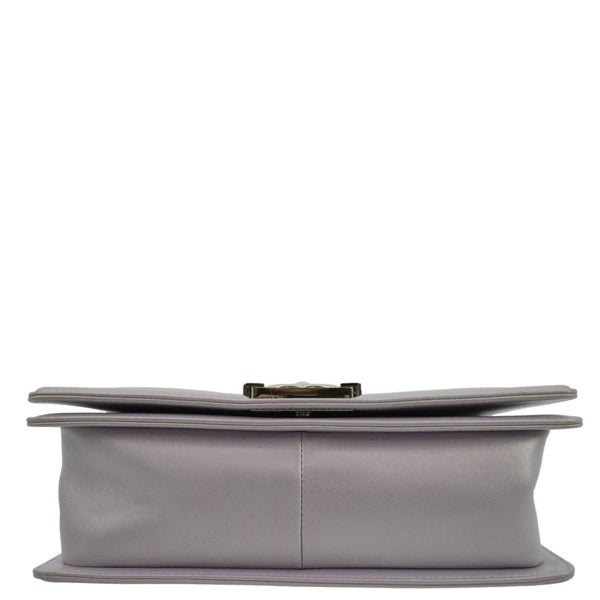 CHANEL Medium Boy Flap Metallic Chevron Shoulder Bag Light Purple