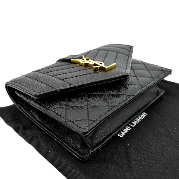 YVES SAINT LAURENT Gaby Small Envelope Quilted Leather Wallet Black