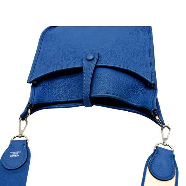 HERMES Evelyne GM Taurillon Clemence Crossbody Bag Blue