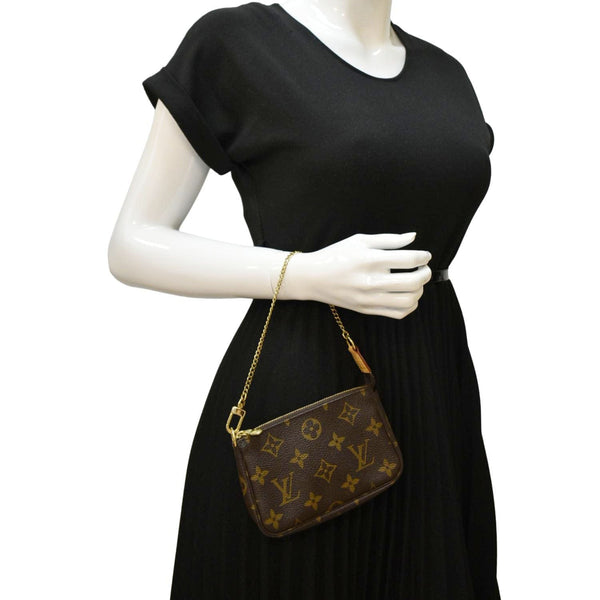 LOUIS VUITTON Pochette Mini Monogram Canvas Accessoires Pouch Brown