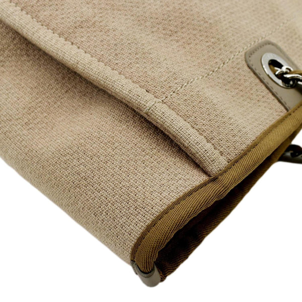 Chanel Deauville Canvas Tote Bag in Beige color - Top Right