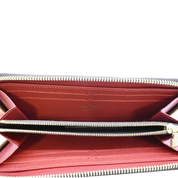 LOUIS VUITTON Clemence Damier Ebene Zippy Wallet Brown
