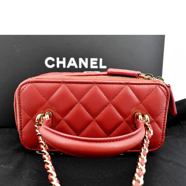 CHANEL Vanity Case Quilted Leather Crossbody Bag Red