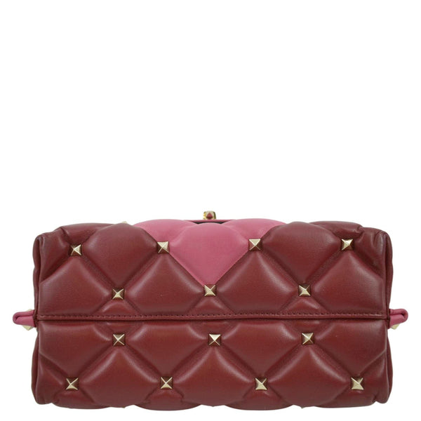 VALENTINO Rockstud Medium Candystud Leather Top Handle Shoulder Bag Pink