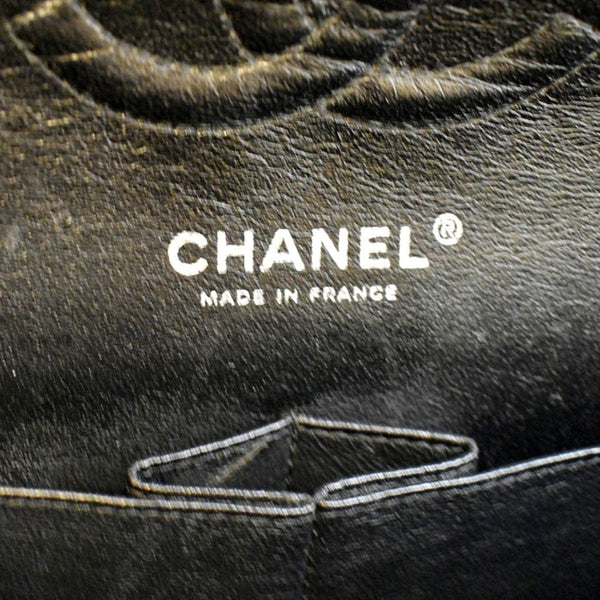 CHANEL Classic Medium Double Flap Quilted Caviar Leather Shoulder Bag Black