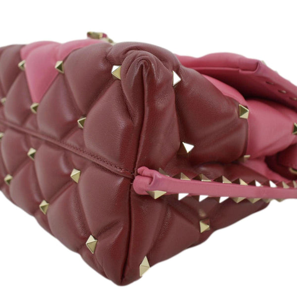 VALENTINO Rockstud Medium Candystud Leather Top Handle Shoulder Bag Pink