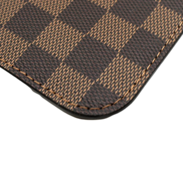 LOUIS VUITTON Neverfull Damier Ebene Pochette Wristlet Pouch Brown