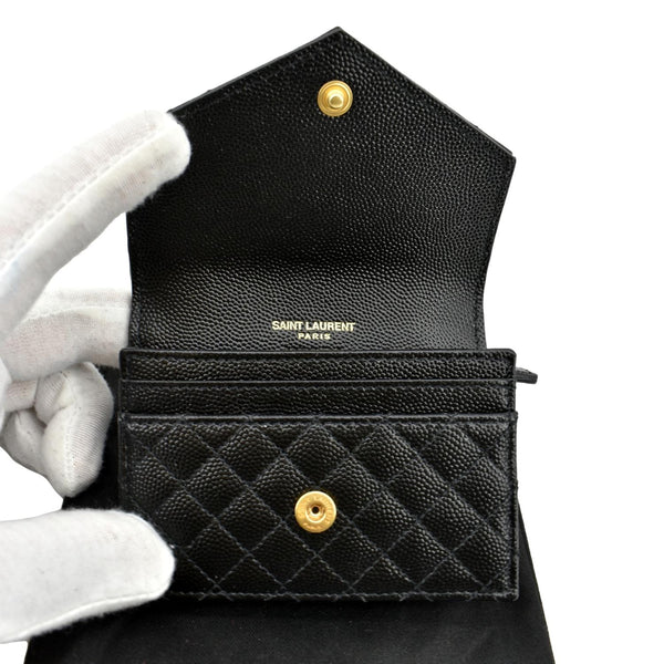 YVES SAINT LAURENT Gaby Small Envelope Quilted Leather Wallet Black