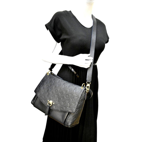 LOUIS VUITTON Blanche MM Empreinte Leather Shoulder Bag Black