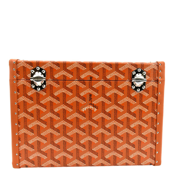 GOYARD Cassette Canvas Trunk Clutch Bag Orange
