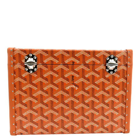 GOYARD Cassette Canvas Trunk Clutch Bag Orange
