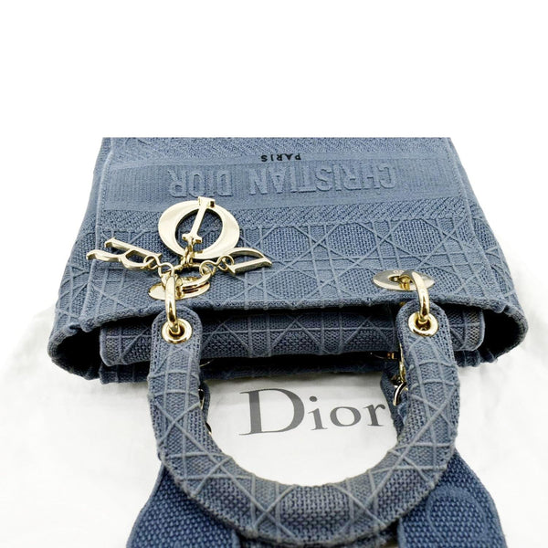 Christian Dior Lady D-Lite Canvas Crossbody Bag in denim blue color