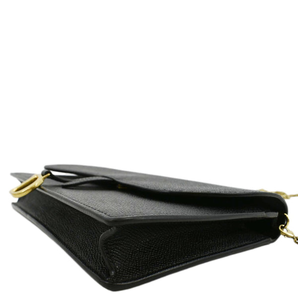 CHRISTIAN DIOR Long Saddle Leather Crossbody Chain Wallet Black