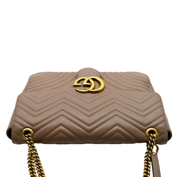 GUCCI Large GG Marmont Calfskin Matelasse Leather Shoulder Bag Nude 498090