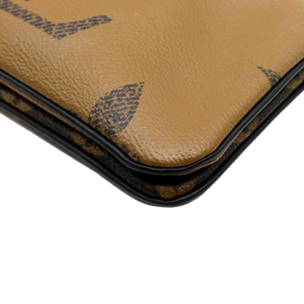 LOUIS VUITTON Double Zip Pochette Reverse Monogram Giant Crossbody Bag Brown