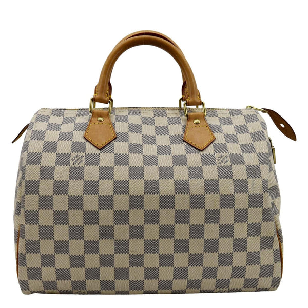 LOUIS VUITTON Speedy 30 Damier Azur Satchel Bag White