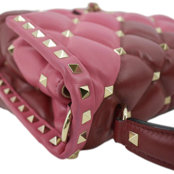 VALENTINO Rockstud Medium Candystud Leather Top Handle Shoulder Bag Pink