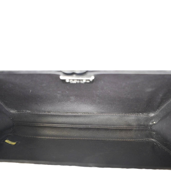 CHANEL Chain Alligator Leather Clutch Bag Black