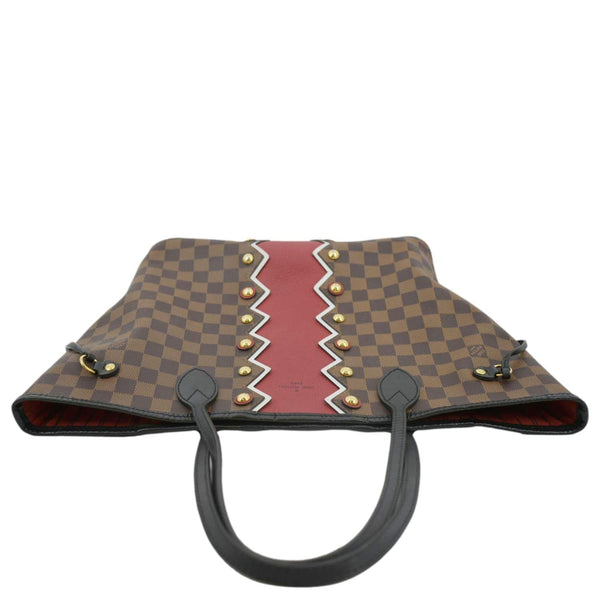 LOUIS VUITTON Neverfull Karakoram MM Damier Ebene Tote Shoulder Bag Red