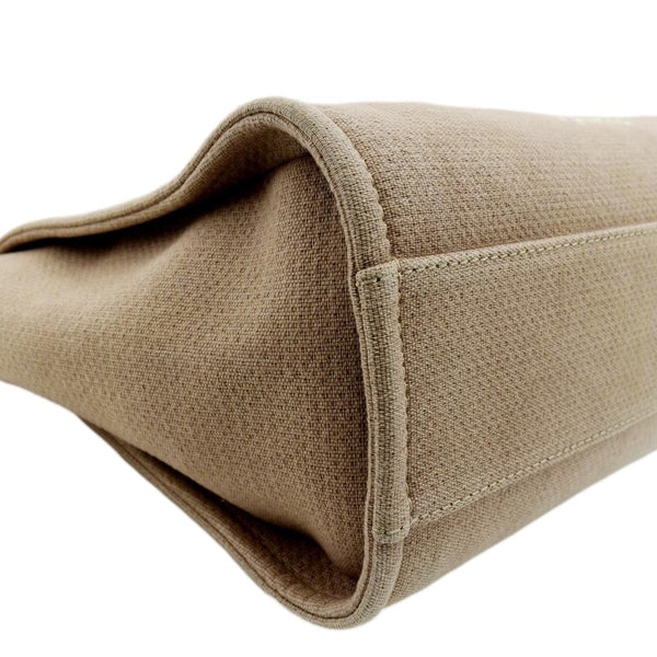 Chanel Deauville Canvas Tote Bag in Beige color - Bottom Left