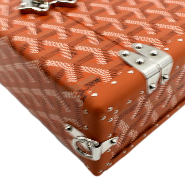 GOYARD Cassette Canvas Trunk Clutch Bag Orange