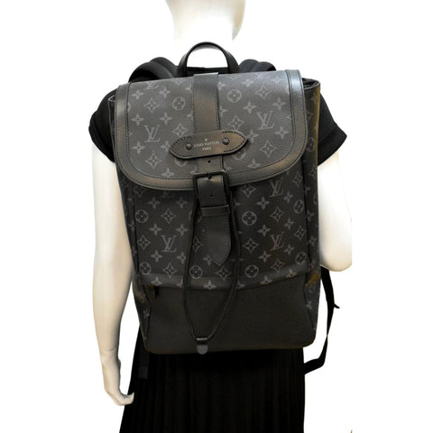 LOUIS VUITTON Saumur Monogram Canvas Backpack Bag Grey