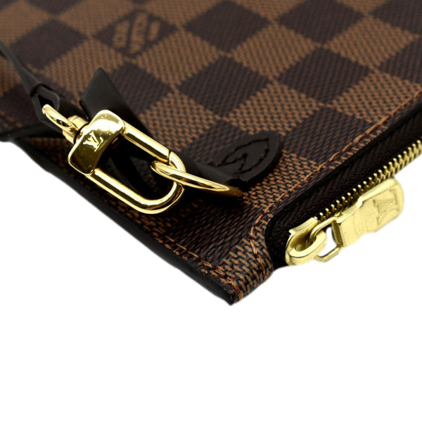 LOUIS VUITTON Neverfull Damier Ebene Pochette Wristlet Pouch Brown