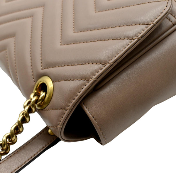 GUCCI Large GG Marmont Calfskin Matelasse Leather Shoulder Bag Nude 498090