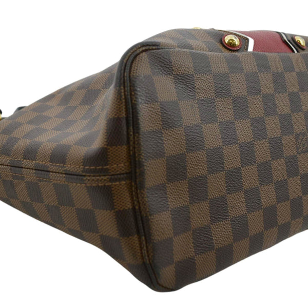 LOUIS VUITTON Neverfull Karakoram MM Damier Ebene Tote Shoulder Bag Red