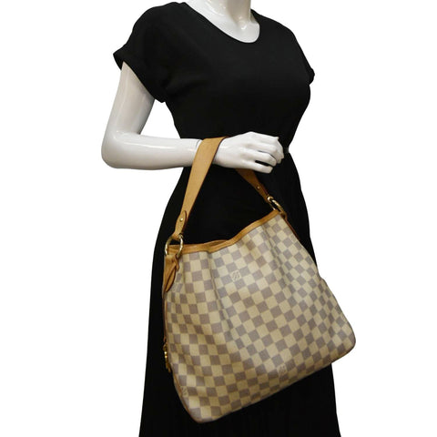 LOUIS VUITTON Delightful PM Damier Azur Hobo Bag White