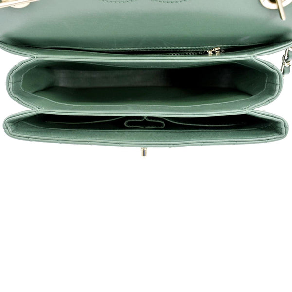 CHANEL Trendy CC Chevron Top Handle Flap Shoulder Bag Green