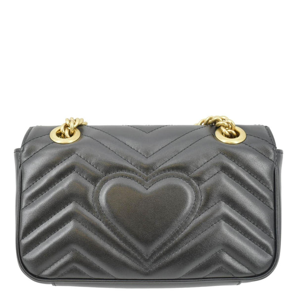 GUCCI GG Marmont Mini Leather Shoulder Bag Black 446744