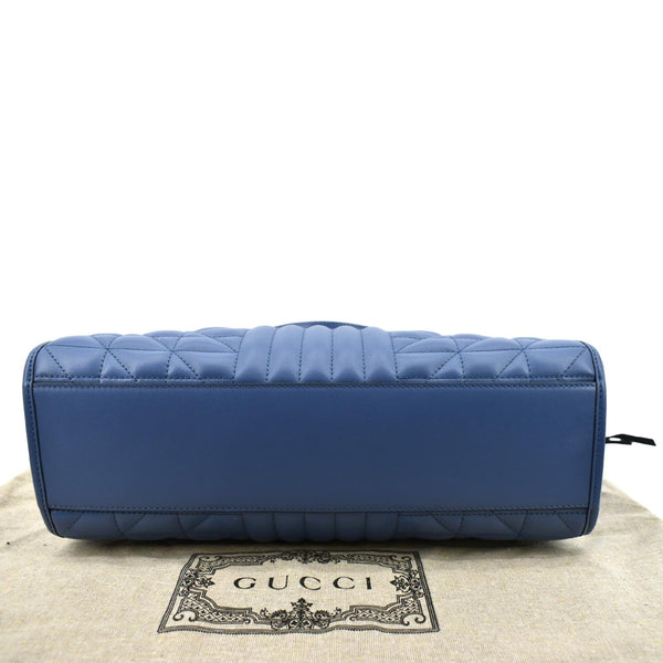 GUCCI GG Marmont Medium Metelasse Leather Tote Shoulder Bag Blue 675796