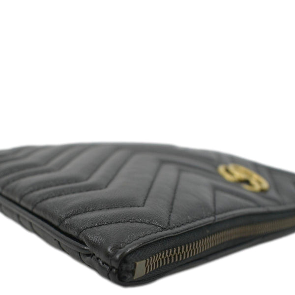 GUCCI GG Marmont Matelasse Chevron Leather Pouch Black 525541