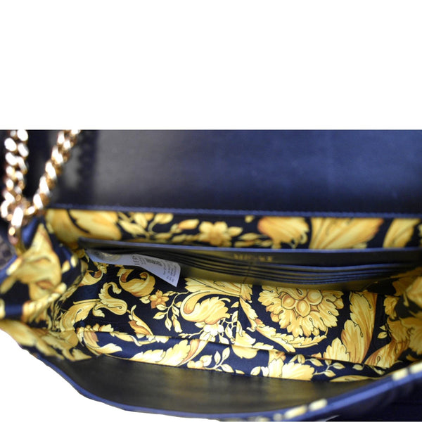 VERSACE Virtus Flap Lambskin Leather Crossbody Bag Black