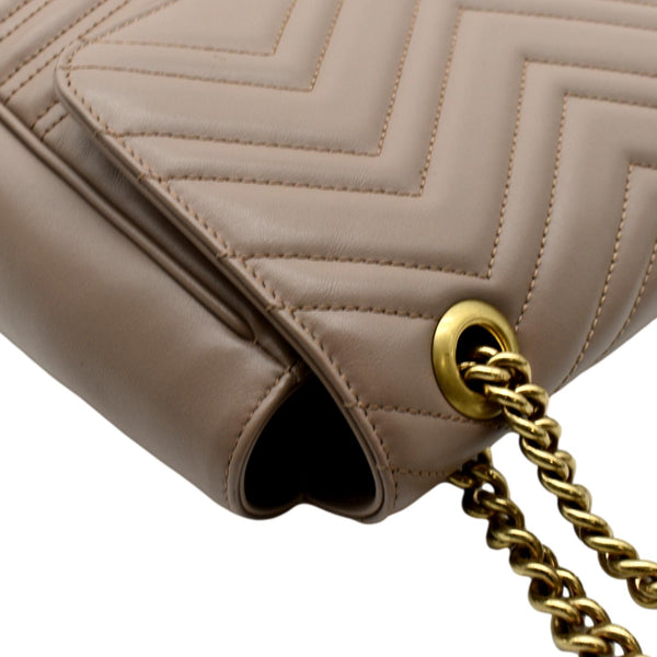 GUCCI Large GG Marmont Calfskin Matelasse Leather Shoulder Bag Nude 498090