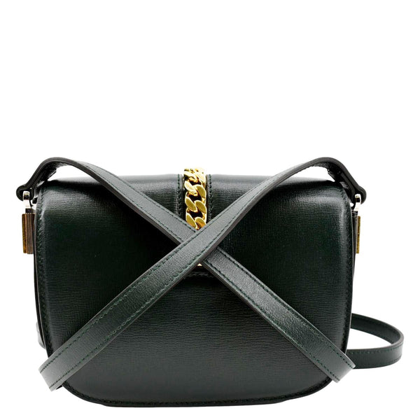 GUCCI Sylvie 1969 Mini Leather Shoulder Bag Green 615965