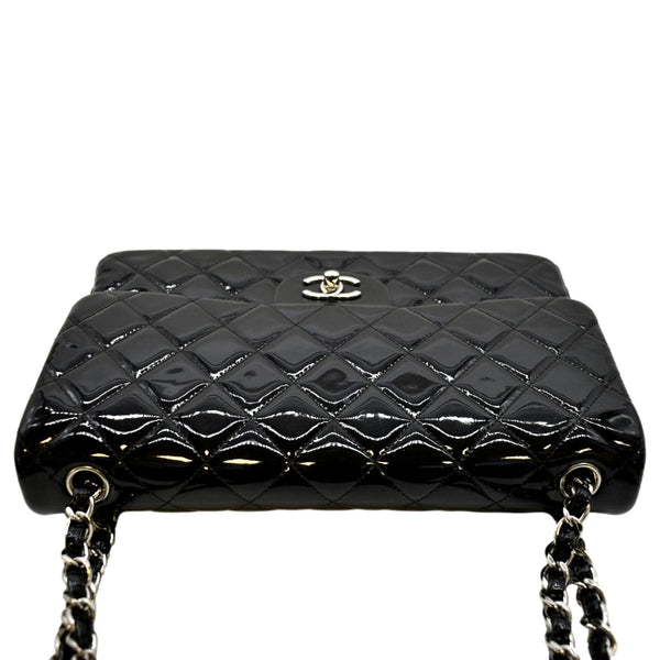 CHANEL Jumbo Flap Patent Leather Shoulder Bag Black