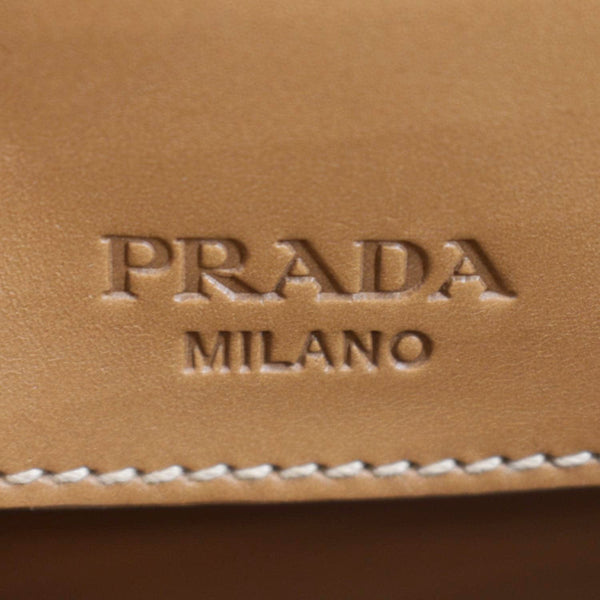 PRADA Vitello Sound Lock Leather Shoulder Bag Tan
