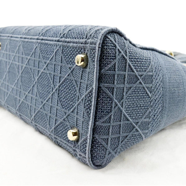 Christian Dior Lady D-Lite Canvas Crossbody Bag in denim blue color - Bottom Right