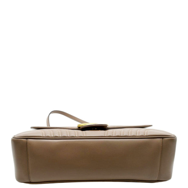 GUCCI Large GG Marmont Calfskin Matelasse Leather Shoulder Bag Nude 498090