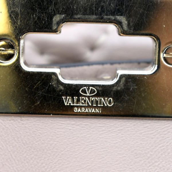 VALENTINO Rockstud Spike Quilted Leather Top Handle Crossbody Bag Poudre